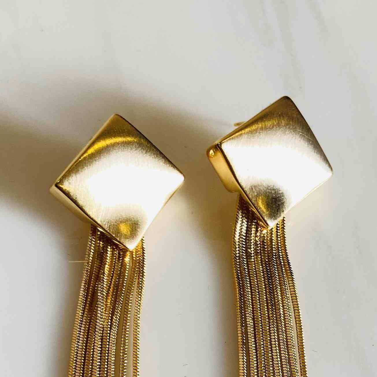 Swirl Pattern Drop Earrings in 14k Yellow Gold - Filigree Jewelers